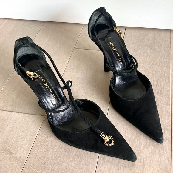 Sergio Rossi Black Heart Charm Heels - Picture 2 of 14